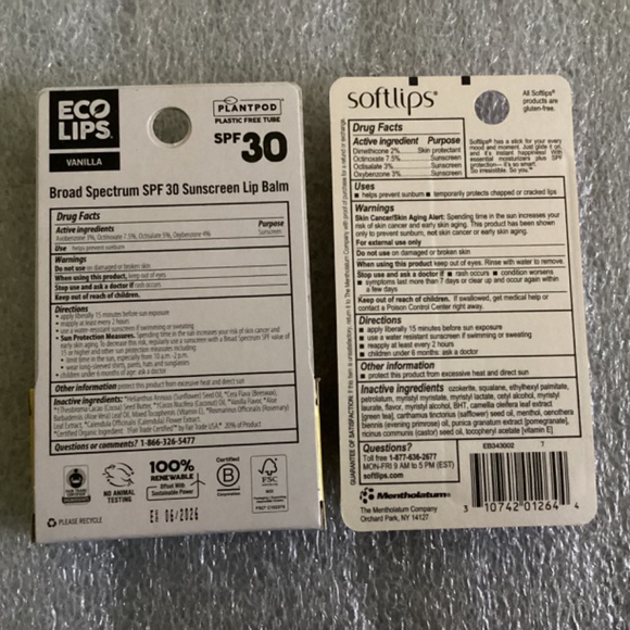 Ecolips & Soft Lips Sunscreen/Lip Protectant Bundle NEW - Picture 4 of 11
